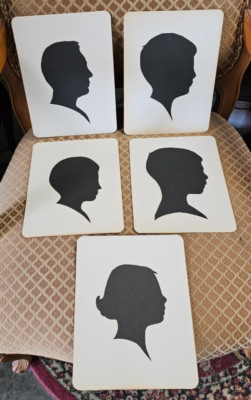 Lot of 5  hand cut silhouettes 7.5x9.5 Vintage collectable family | eBay US