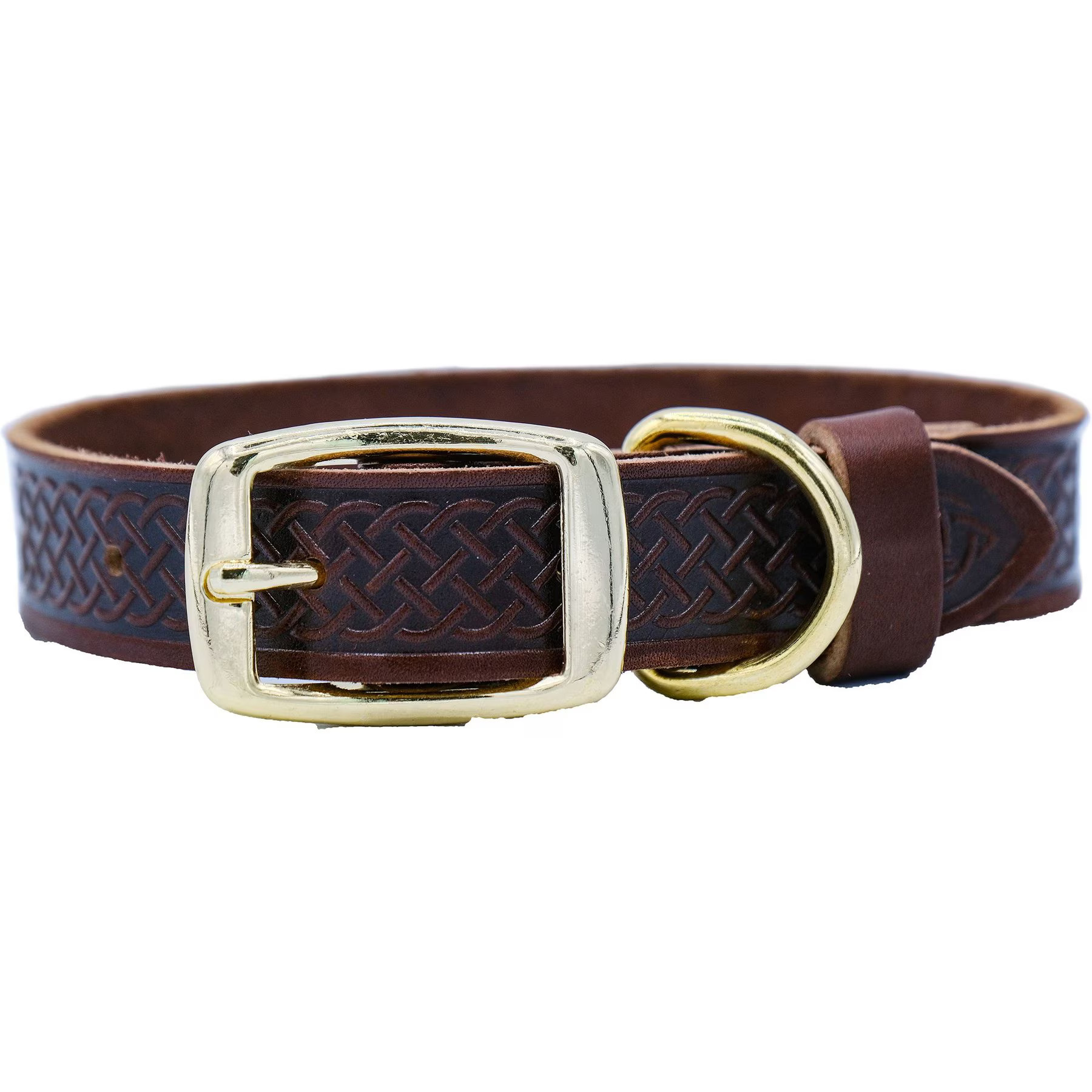 Euro-Dog Celtic Gold Style Leather Dog Collar, Chocolate, Medium | Chewy