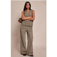 Dark Khaki Mid Waist Straight Leg Jeans | PrettyLittleThing US