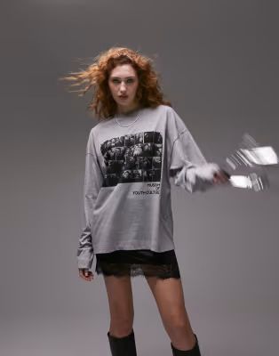 Topshop graphic license Museum of Youth Culture skater tee in gray | ASOS (Global)