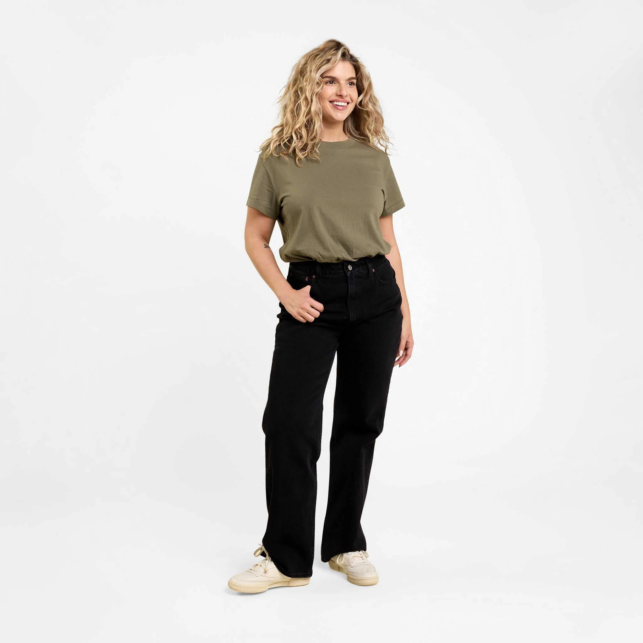 Soft Cotton Everyday T-Shirt Bodysuit | Olive | Nuuds US