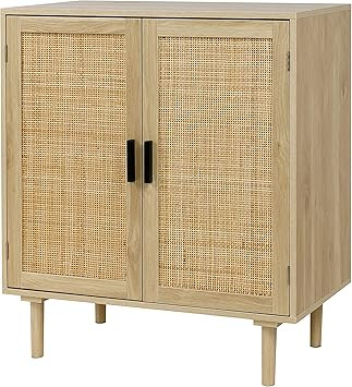 Finnhomy Sideboard Buffet Cabinet, Kitchen Storage Cabinet with Rattan Decorated Doors, Liquor Ca... | Amazon (US)