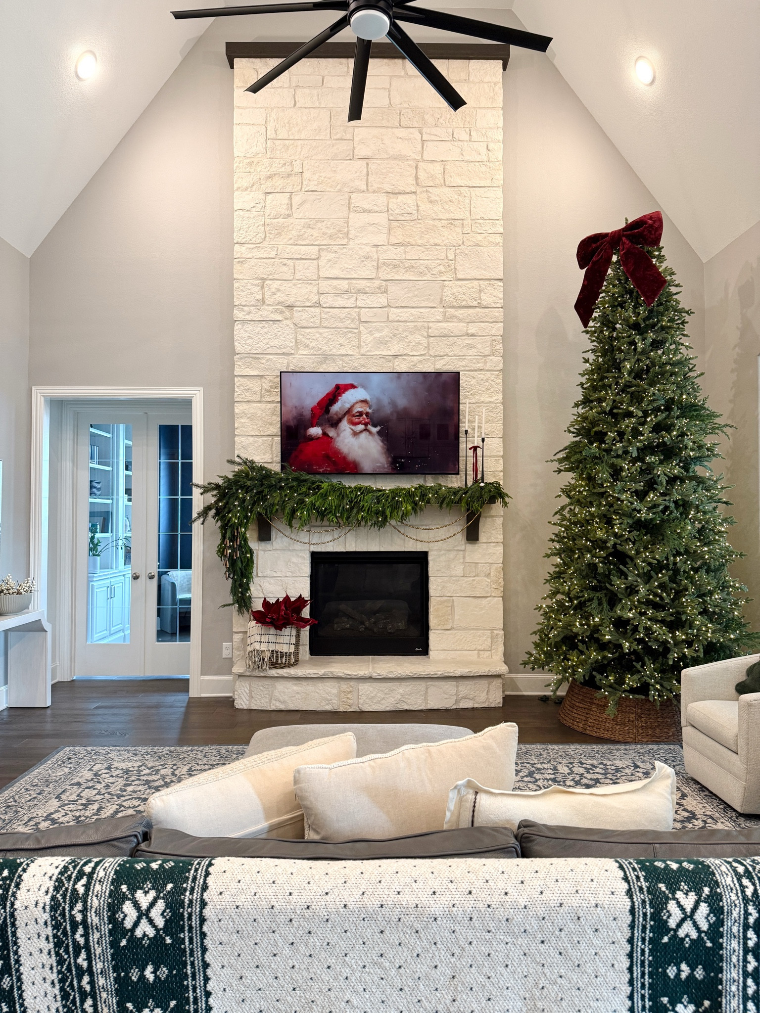 Christmas decor in living room, floral garland, Christmas garland, 12’ Christmas tree, traditional Christmas 

#LTKHome #LTKHoliday #LTKSeasonal