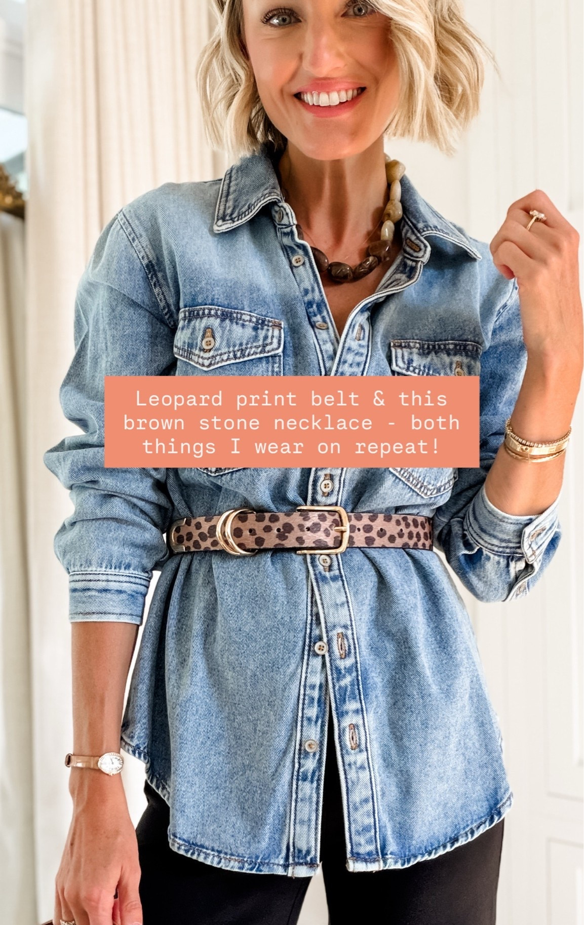 Two accessories I have been loving are this brown stone necklace & this leopard print belt! This belt is almost sold out, but I’m linking similar options!

Loverly Grey, fall accessories, leopard print, leopard belt, statement jewelry, brown stone necklace

#LTKSeasonal