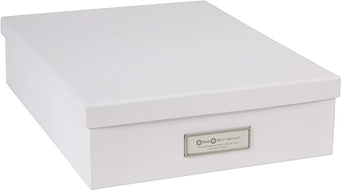 Bigso Oskar Fiberboard Label Frame Document Letter Box, 3.3 x 10.2 x 13.8 in, White | Amazon (US)