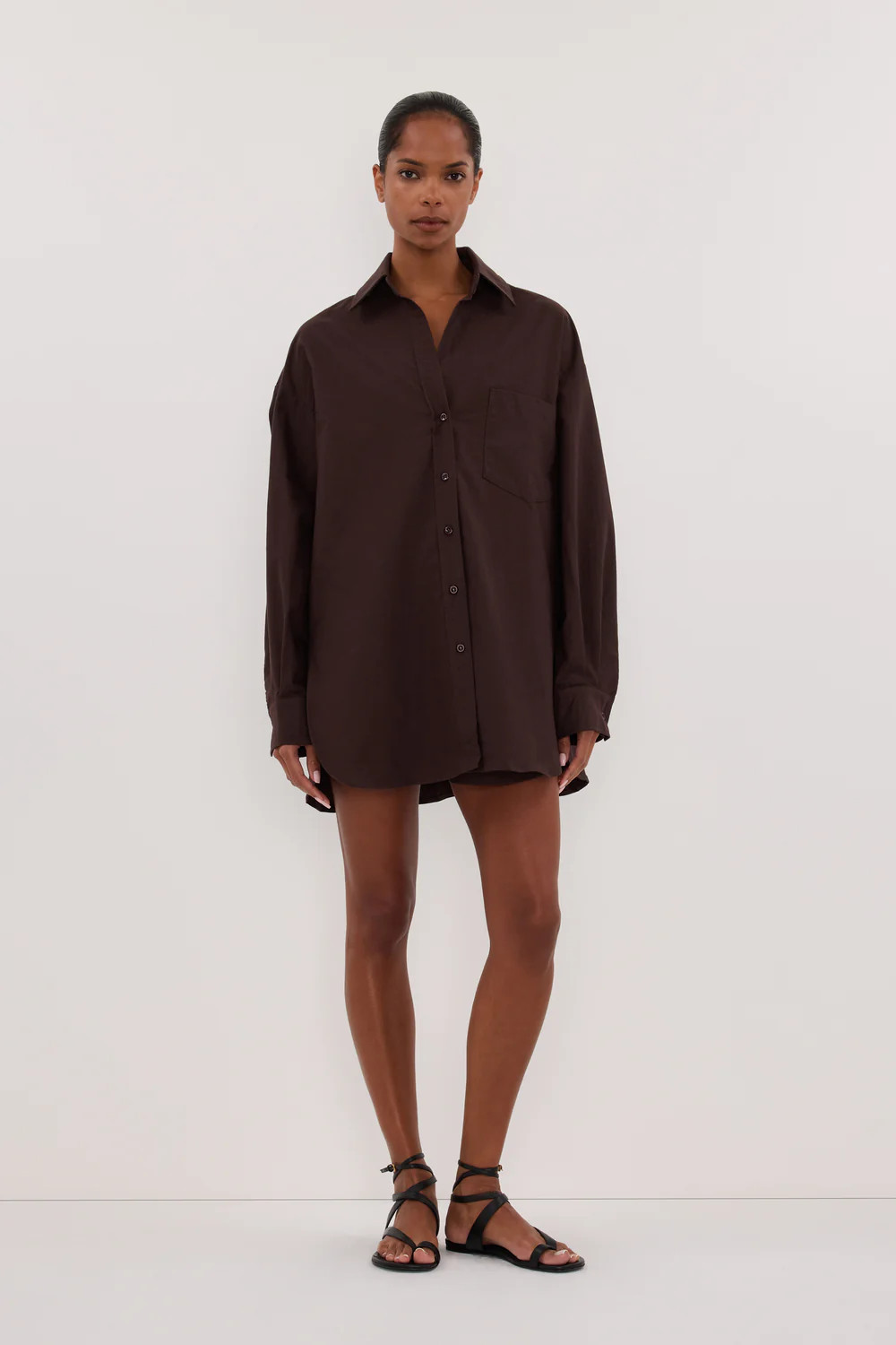 RHEA 2.0 BURNT CHOC COTTON SHIRT | DISSH