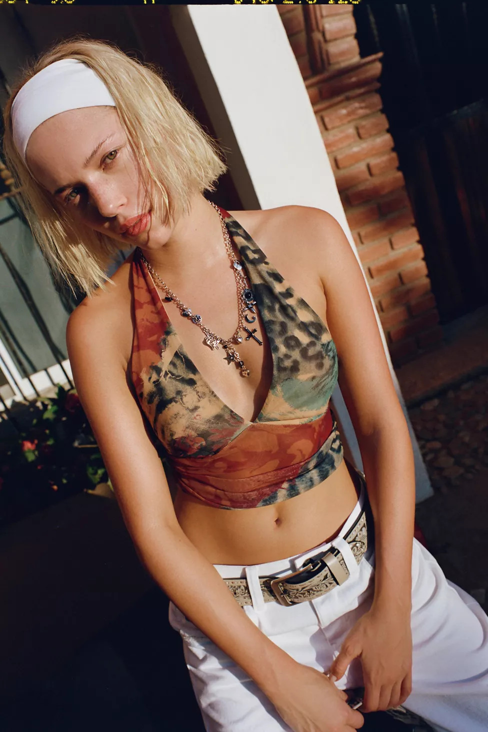 Silence + Noise Camellia Mesh Halter Top | Urban Outfitters (US and RoW)
