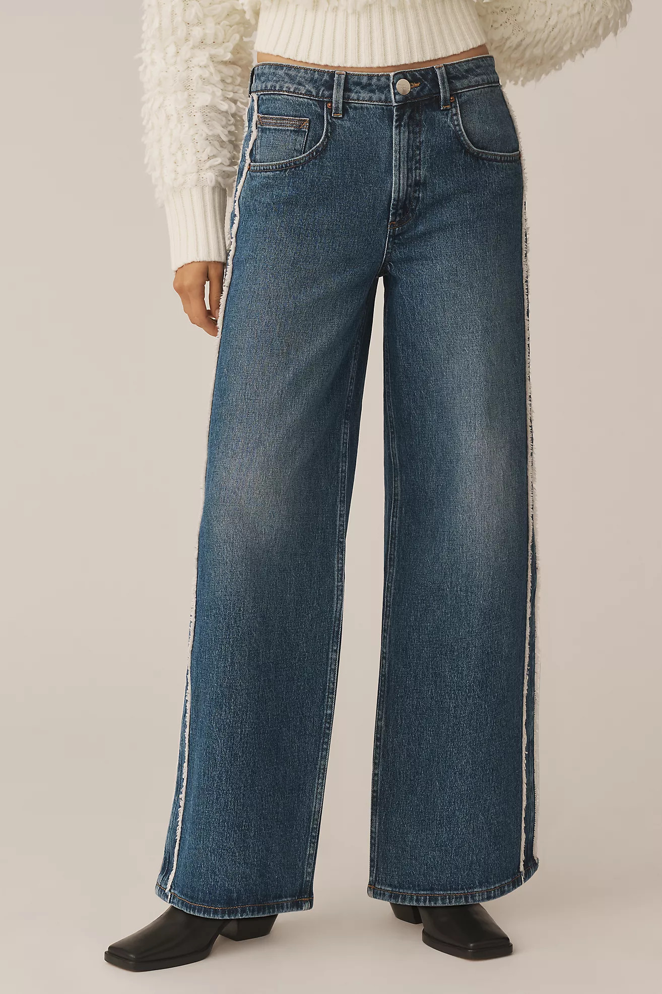 Seventy + Mochi Gracie Side-Stripe Mid-Rise Wide-Leg Jeans | Anthropologie (US)