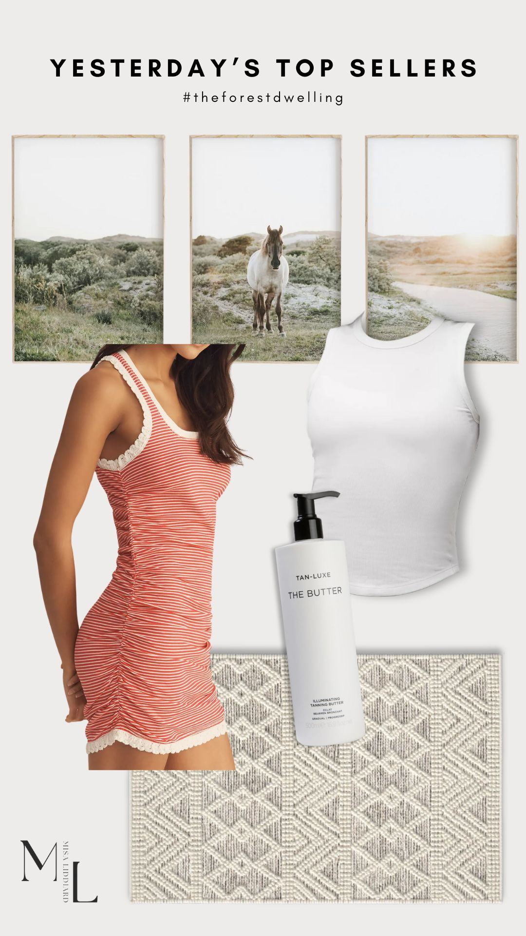Yesterday's top sellers. This dress is so cute for the summer. The Tan Butter is so good. I like to apply it over my self tan to help it last longer. I snagged a few of these rugs to use as bath mats and the quality is amazing. Linking the floating wood frames that we have in the hallway for the horse prints. 

 #LTKHome #LTKStyleTip