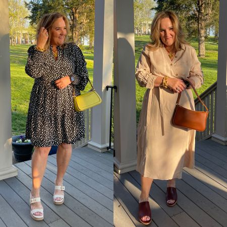 Two great dresses to add for spring. Especially if you don’t want a floral!

Size L in black and white. Code NANETTE10 10% off
Size XL OR TTS in the khaki wrap dress 
Sandals tts 



#LTKSeasonal #LTKworkwear #LTKunder100
