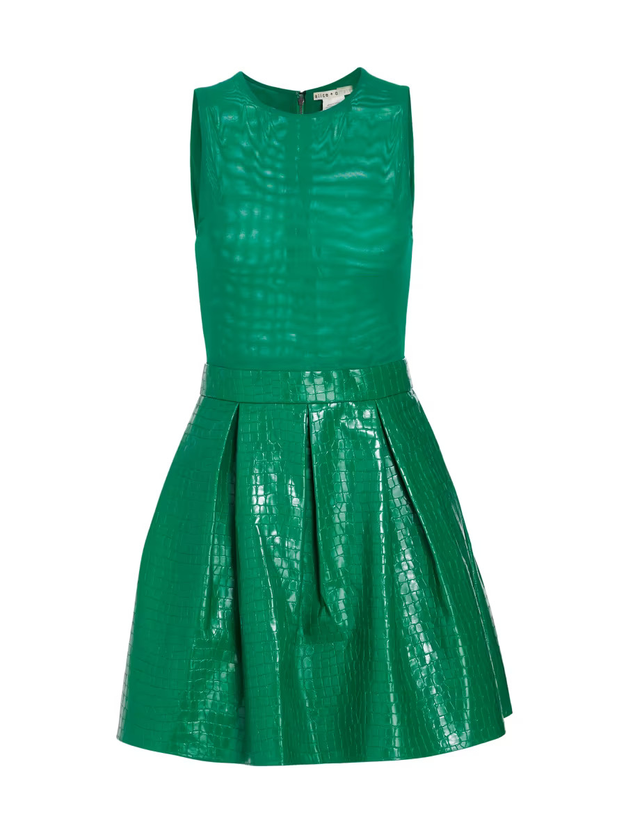 Alice + Olivia Chara Croc-Embossed Minidress | Saks Fifth Avenue | Saks Fifth Avenue