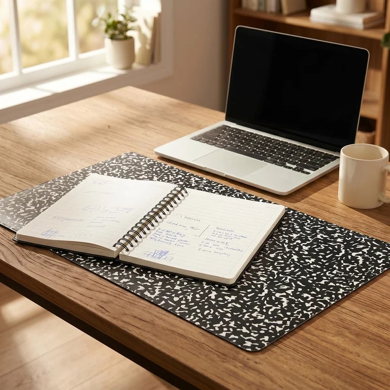 Pen+Gear Large Reversible Desk Mat, Black and White Composition Book, 25.98" x 14.96" | Walmart (US)
