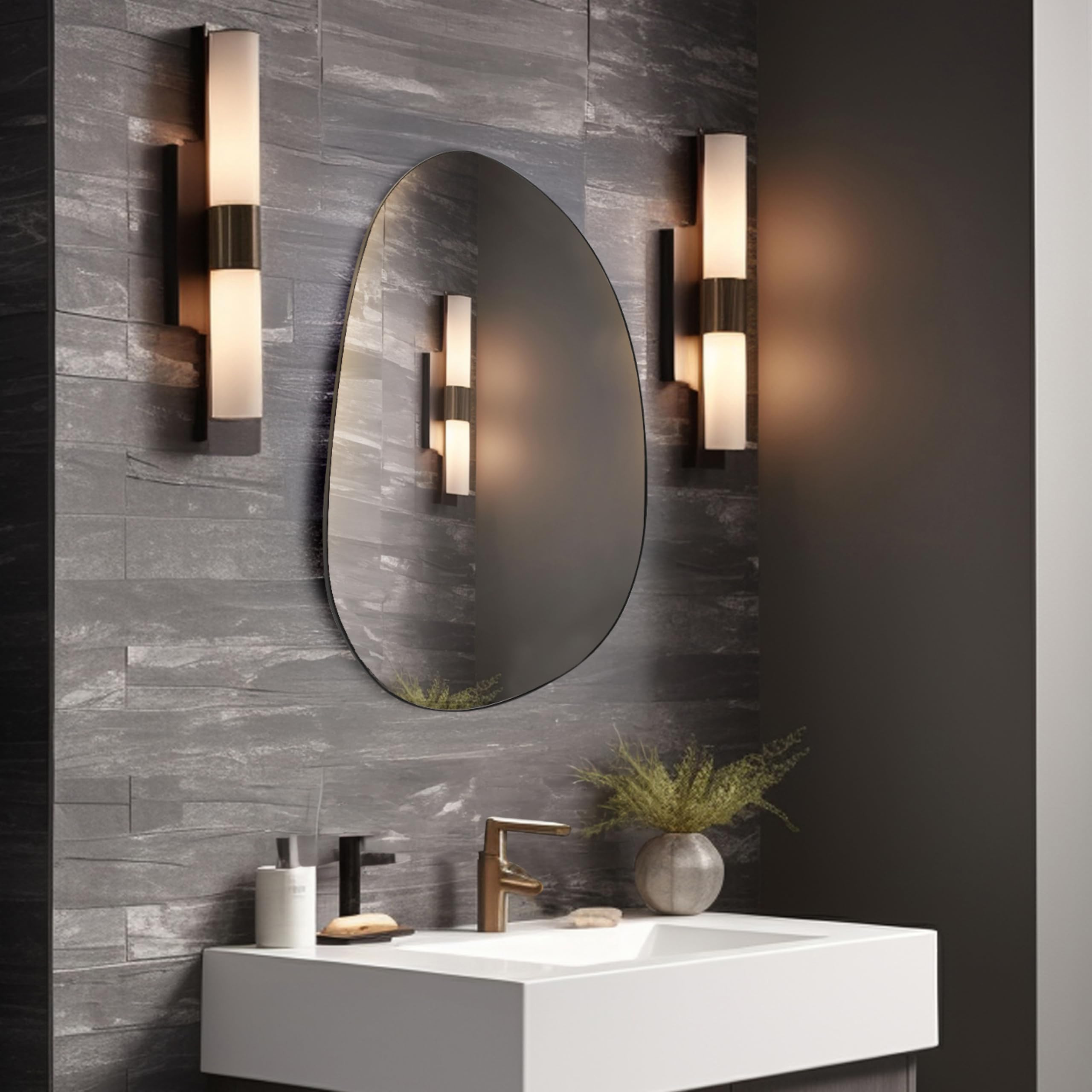 Hamilton Hills Irregular Shaped Wall Mirror - Asymmetrical Accent Mirror - Modern Wall Mounted Mi... | Amazon (US)