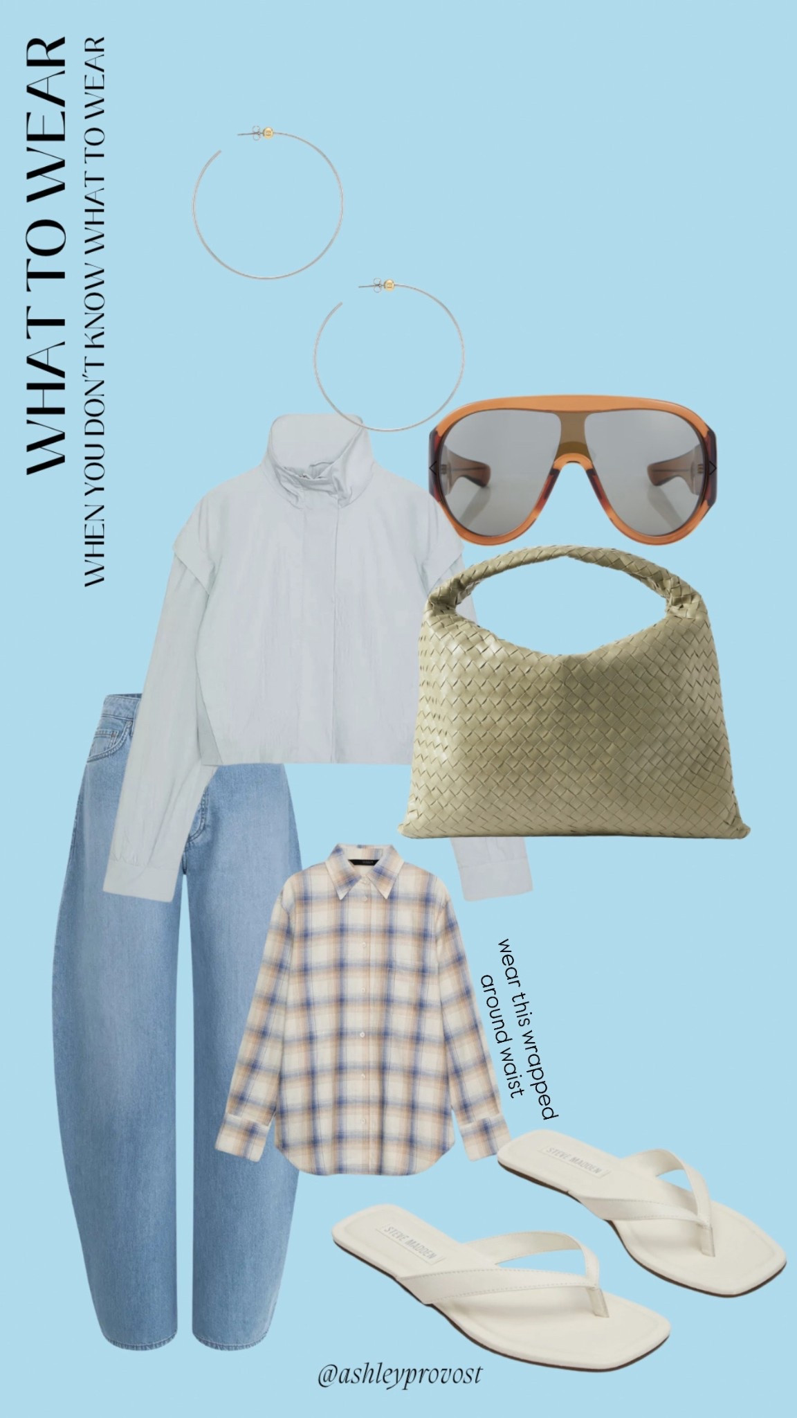 I would buy the Zara windbreaker in a couple sizes bigger so it’s oversized. Wear the flannel around the waist! If in between sizes, size up in the denim 


@Zara ￼@Steve Madden US 

#LTKTall #LTKselfcare #LTKgrwm