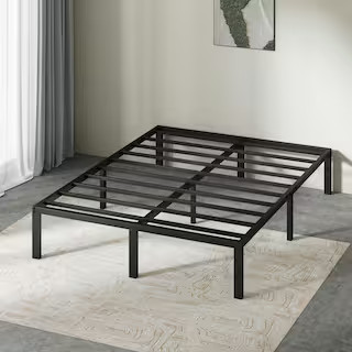 Classic 14 in. Black Metal Queen Platform Bed Frame | The Home Depot