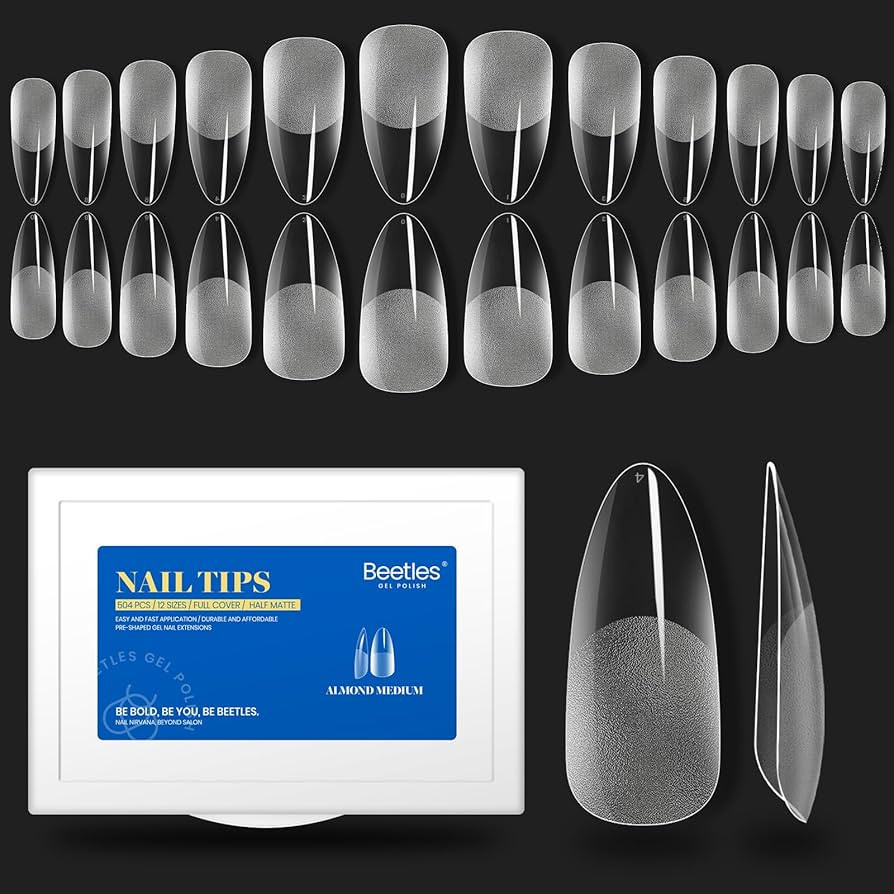 Beetles Gel Nail Tips Etch X Soft Gel Nail Tips 504Pcs Pre Filed Half Matte Medium Almond Full Co... | Amazon (US)