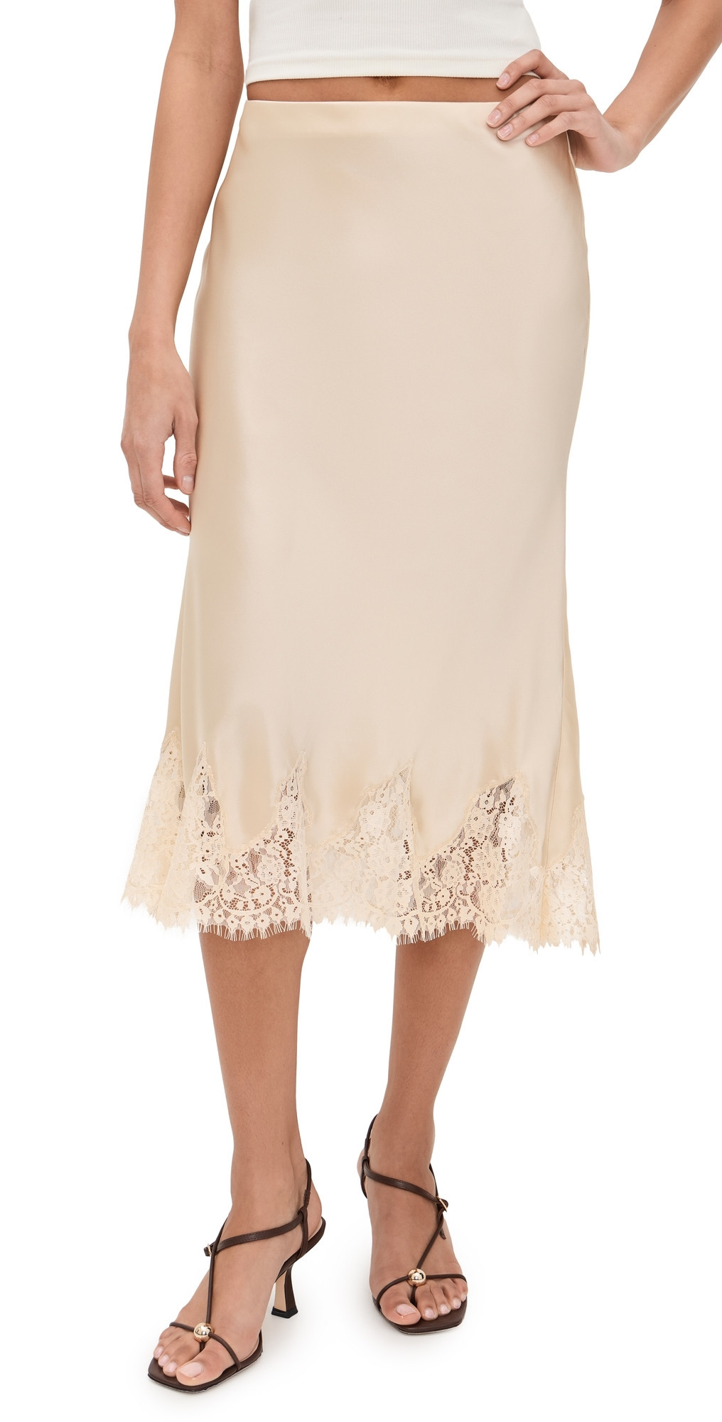 Reformation Carolina Silk Skirt Almond M | Shopbop