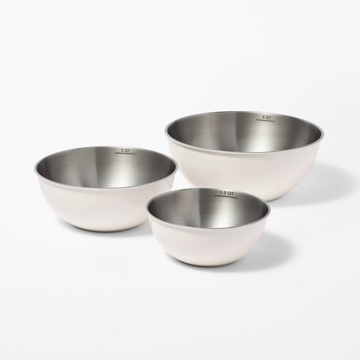 3pc (5qt, 3qt & 1.5qt) Stainless Steel Non-Slip Mixing Bowls (no lids) - Figmint™ | Target