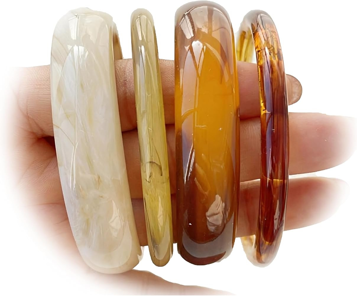Acrylic Bangles Bracelets for Women, Irregular Acrylic Resin Chunky Bracelets Geometric Fashions ... | Amazon (US)