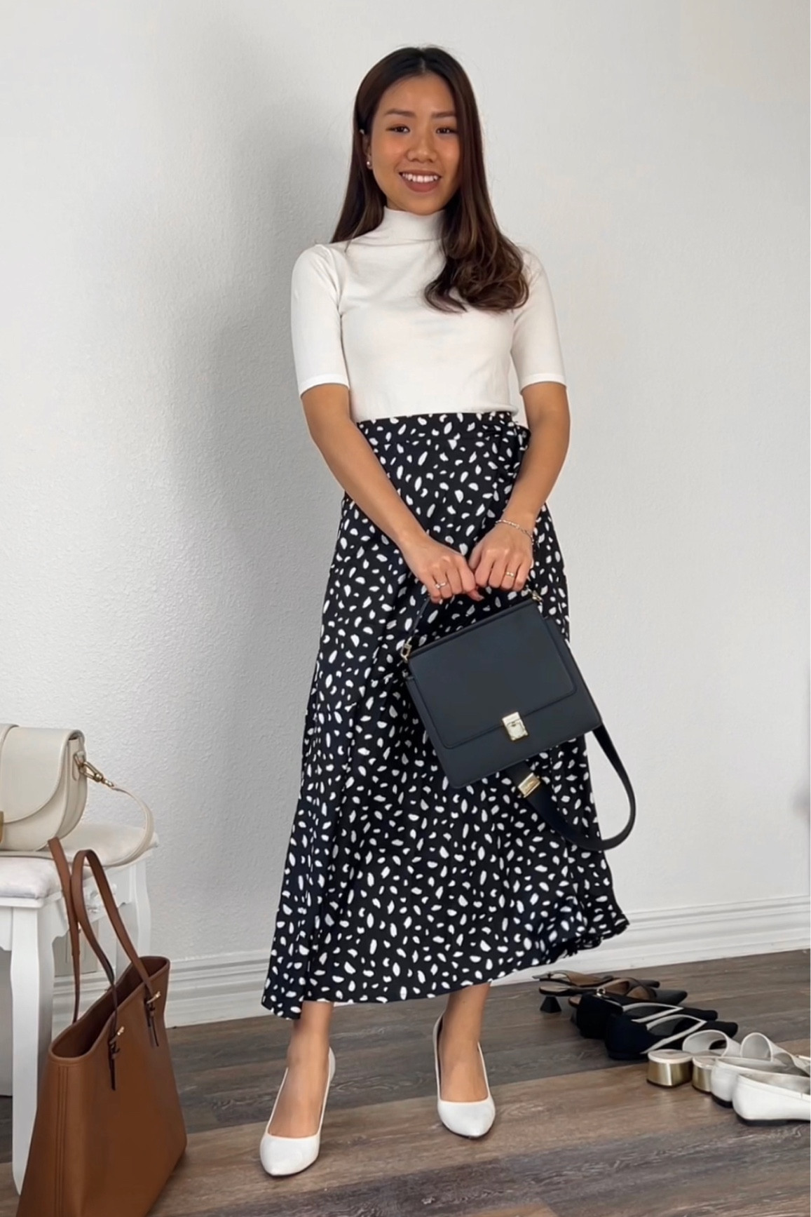 Use my code “tiffany20” for 20% off from rihoas.com (this wrap skirt!!) 😍

#petitefashionblogger #rihoas #inrihoas #chicworkchick #chicworkchic #simpleoutfit #simpleoutfits #workwearfashion #workwearstyle #workwearinspiration #corporatefashion #officeoutfit #businesscasual #officecasual #officechic #outfitreel #howtowearit #springstyles midi skirt black and white mock neck spring outfits 

#LTKFind #LTKsalealert #LTKunder50