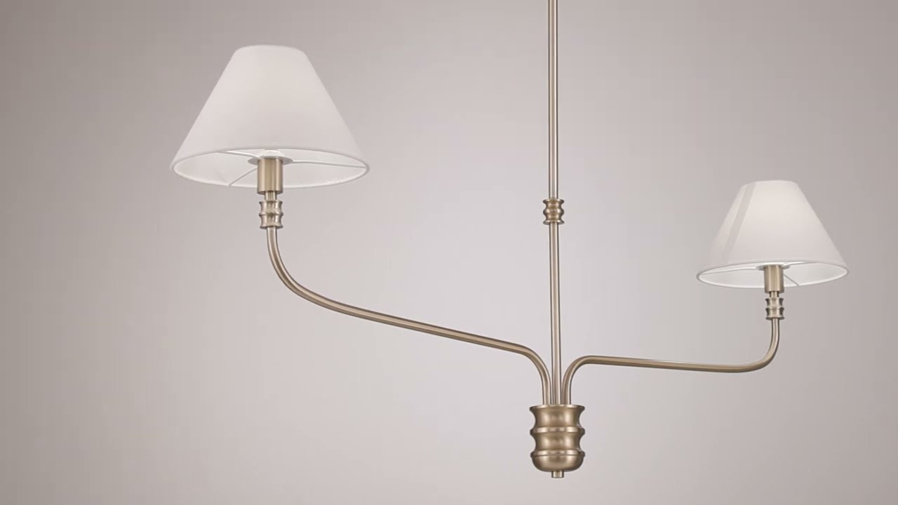 Possini Euro Nikos 48" Wide Matte Brass 2-Light Shade Pendant Light | Lamps Plus