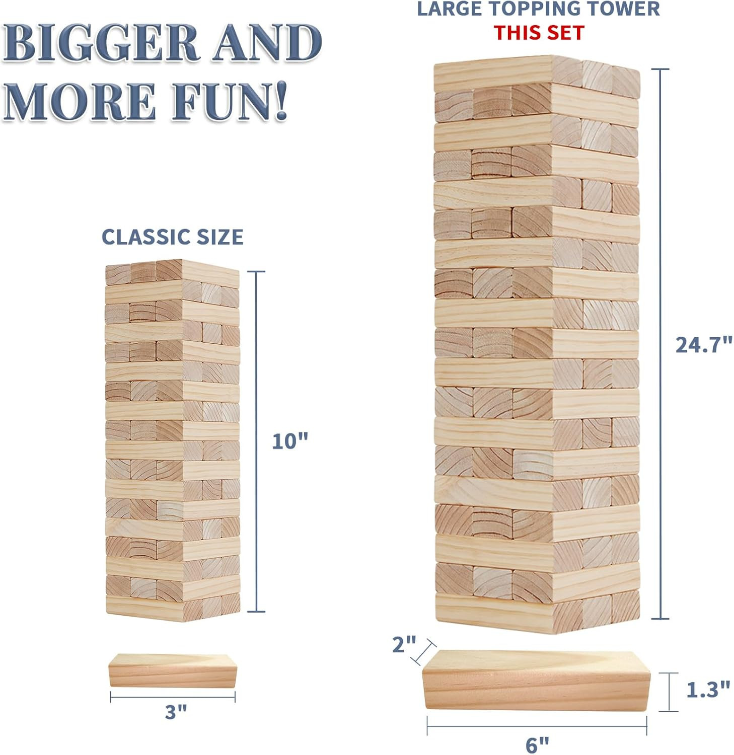 Amazon.com: Megwoz Giant Tumble Tower Games for Kids and Adults 57 Blocks New Zealand Pine Wooden... | Amazon (US)