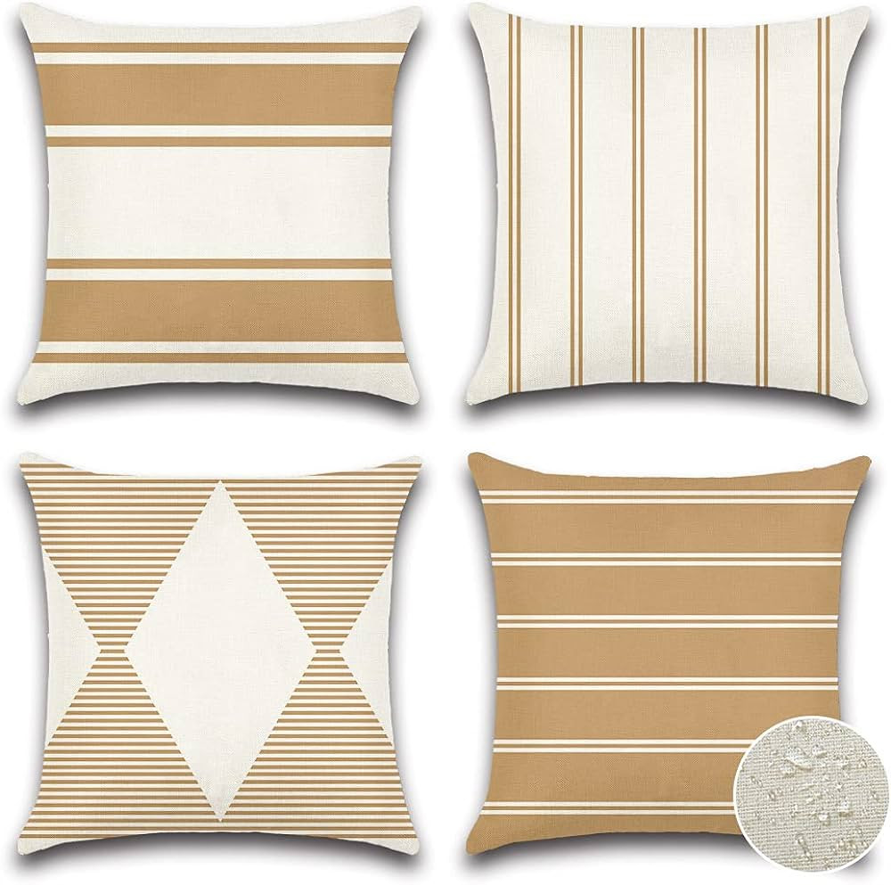 OTOSTAR Pack of 4 Waterproof Throw Pillow Covers 18x18 Inch Geometry Outdoor Decorative Pillow Ca... | Amazon (US)