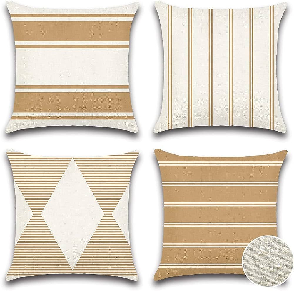 OTOSTAR Pack of 4 Waterproof Throw Pillow Covers 18x18 Inch Geometry Outdoor Decorative Pillow Ca... | Amazon (US)