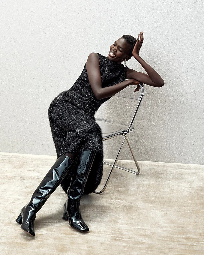 Knee-high round-heel boots in patent leather | J. Crew US