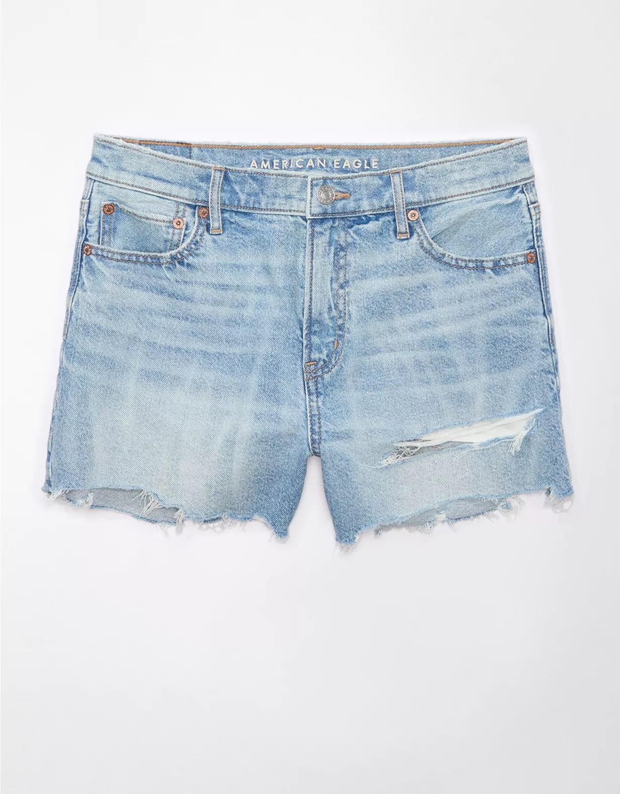 AE Strigid Super High-Waisted Relaxed Ripped Denim Short | American Eagle Outfitters (US & CA)