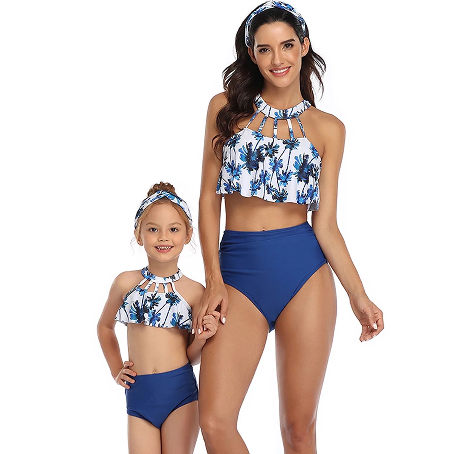 2Pcs Family Matching Swimwear Halter High Waist Mother Daughter Women Parent-Child Kids Girl Beac... | Walmart (US)