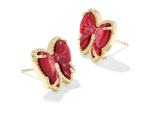 Kendra Scott Womens Haley Bow Stud Earrings Gold Scarlet Red Mother Of Pearl One Size, | Amazon (US)