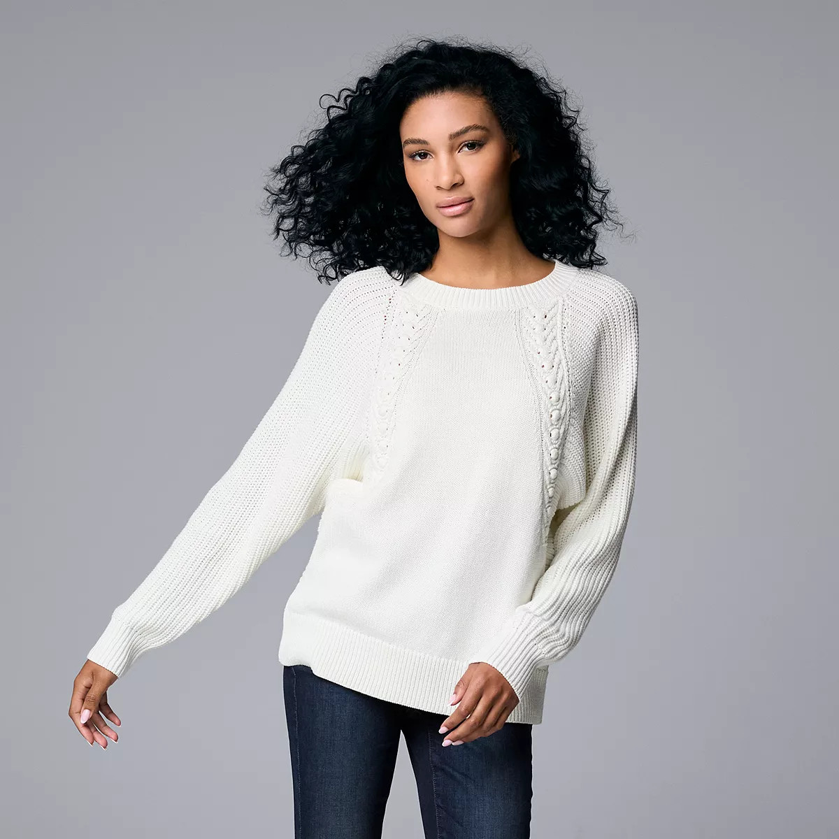 Women's Simply Vera Vera Wang Mixed Stitch Dolman Top | Kohl's