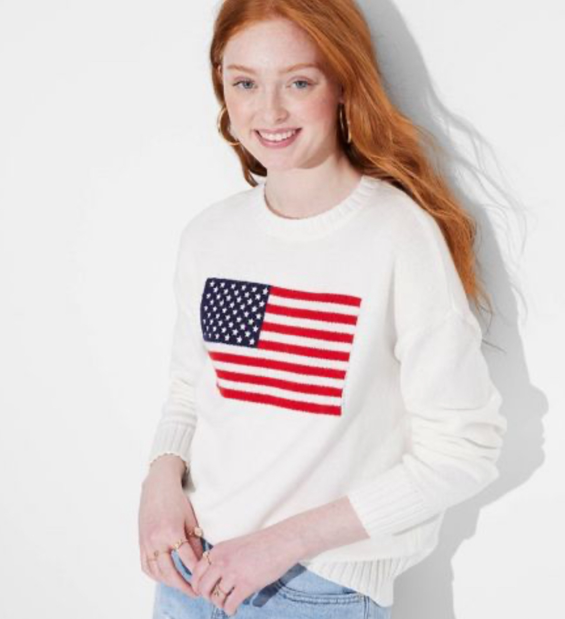 This #americanflagsweater is only $21 this be great due #cottonsweater remember the #olympics is this #summer #olympicfashion #sale #under25 #sizeinclusive 

#LTKSaleAlert #LTKFindsUnder50 #LTKStyleTip