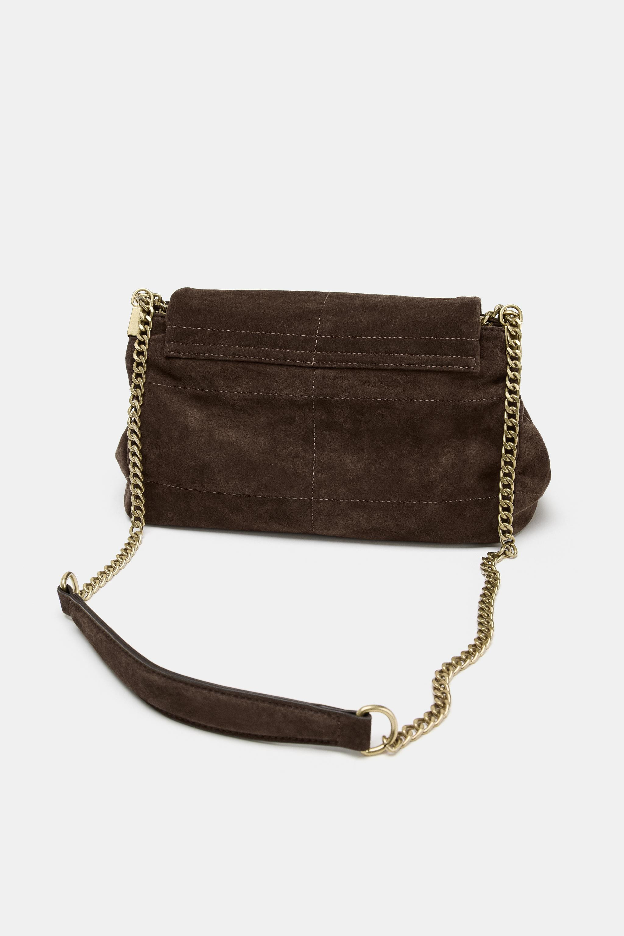 SPLIT SUEDE LEATHER SHOULDER BAG | Zara UK