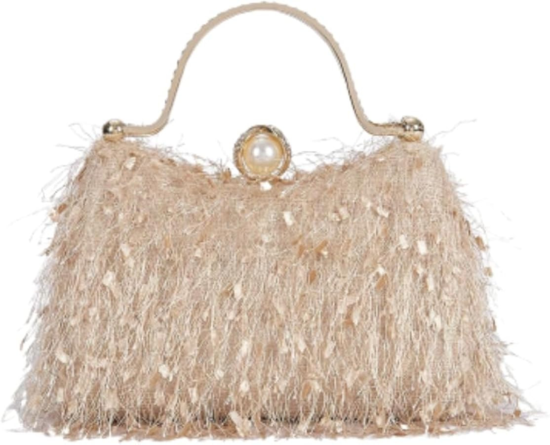 Comeon Women's Evening Handbag Cocktail Prom Formal Clutch Purse Feather Evening Shoulder Bag for... | Amazon (US)