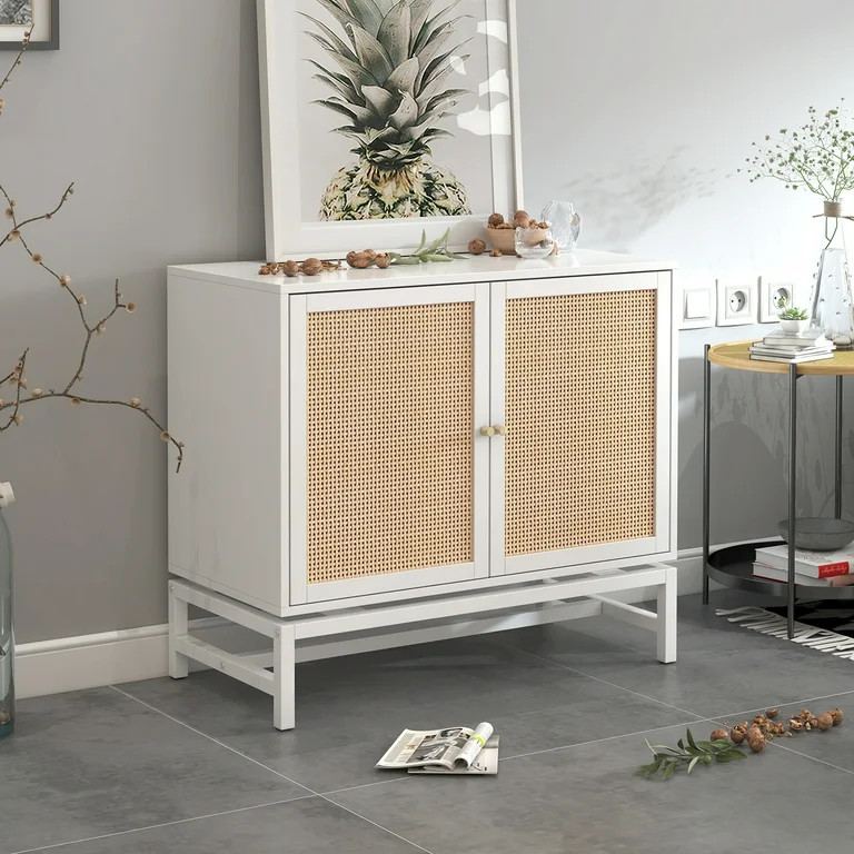 Ouyessir Buffet Sideboard with Handmade Natural Rattan Doors, Storage Cabinet Console Table Accen... | Walmart (US)