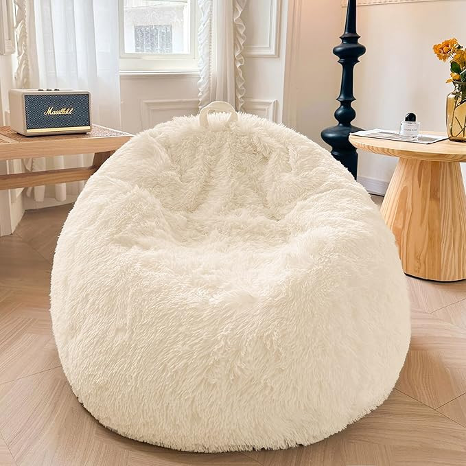 XeGe Fluffy Stuffed Animal Storage Bean Bag Chair Cover(No Filler), Faux Fur Washable Ultra Soft ... | Amazon (US)