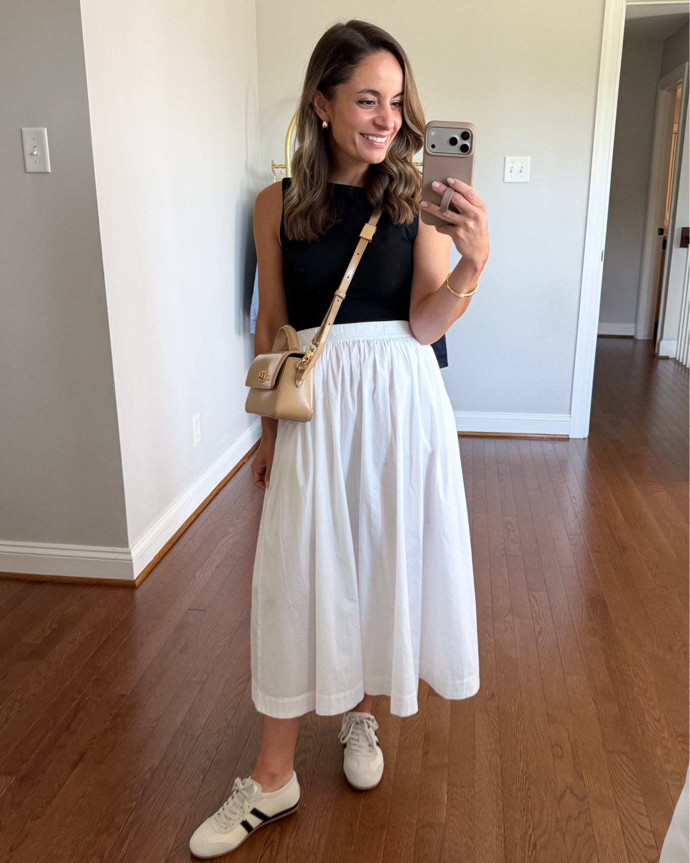 Quince sneakers styled with a skirt and dress! 

White skirt (J.Crew Factory): xxs - standard, sheer, I added a slip 
Top (Nordstrom): xxs 
White dress (Athleta): petite xs 
Denim shirt (Target): xs

#LTKPetite