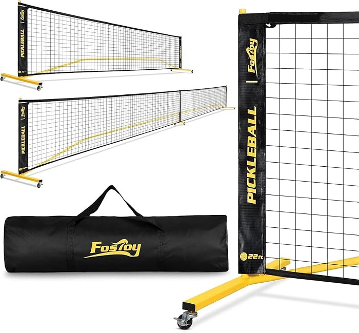 Portable Pickleball Net Set with Wheels, Regulation Size 22 FT & Half Court 11 FT, Steady Metal F... | Amazon (US)