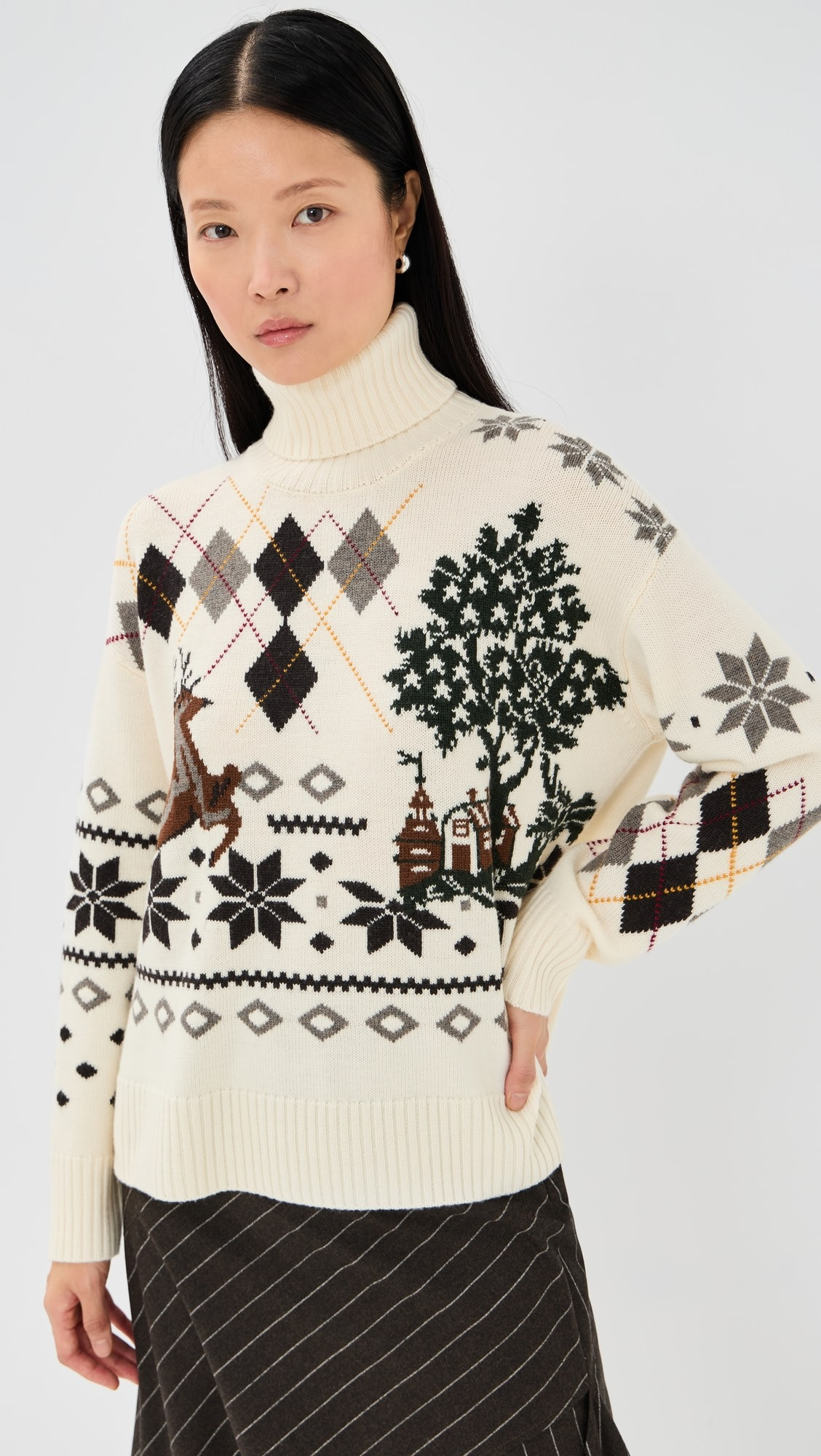 Mixed Fair Isle Roll Neck Sweater | Shopbop