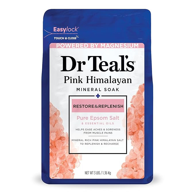 Dr Teal's Epsom Salt Magnesium Soak, Restore & Replenish with Pink Himalayan Salt, 3 lbs | Amazon (US)