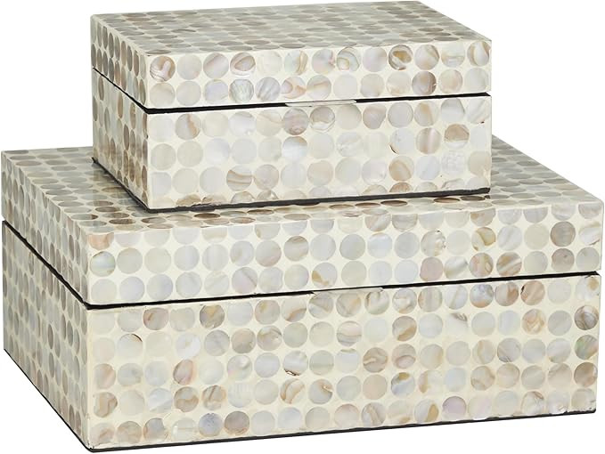 Deco 79 Mother of Pearl Shell Geometric Handmade Decorative Box Decorative Keepsake Boxes with Hi... | Amazon (US)