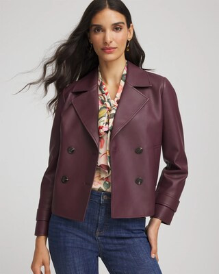 Women's Faux Leather Trench Coat in Blackened Burgundy | Chico's | Chico's