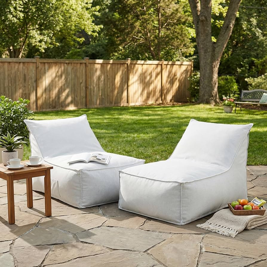 Merax Outdoor Bean Bag Chairs Set of 2, 48" Lounger Chair for Adults Bean Bag Couch Sofa with Foa... | Amazon (US)