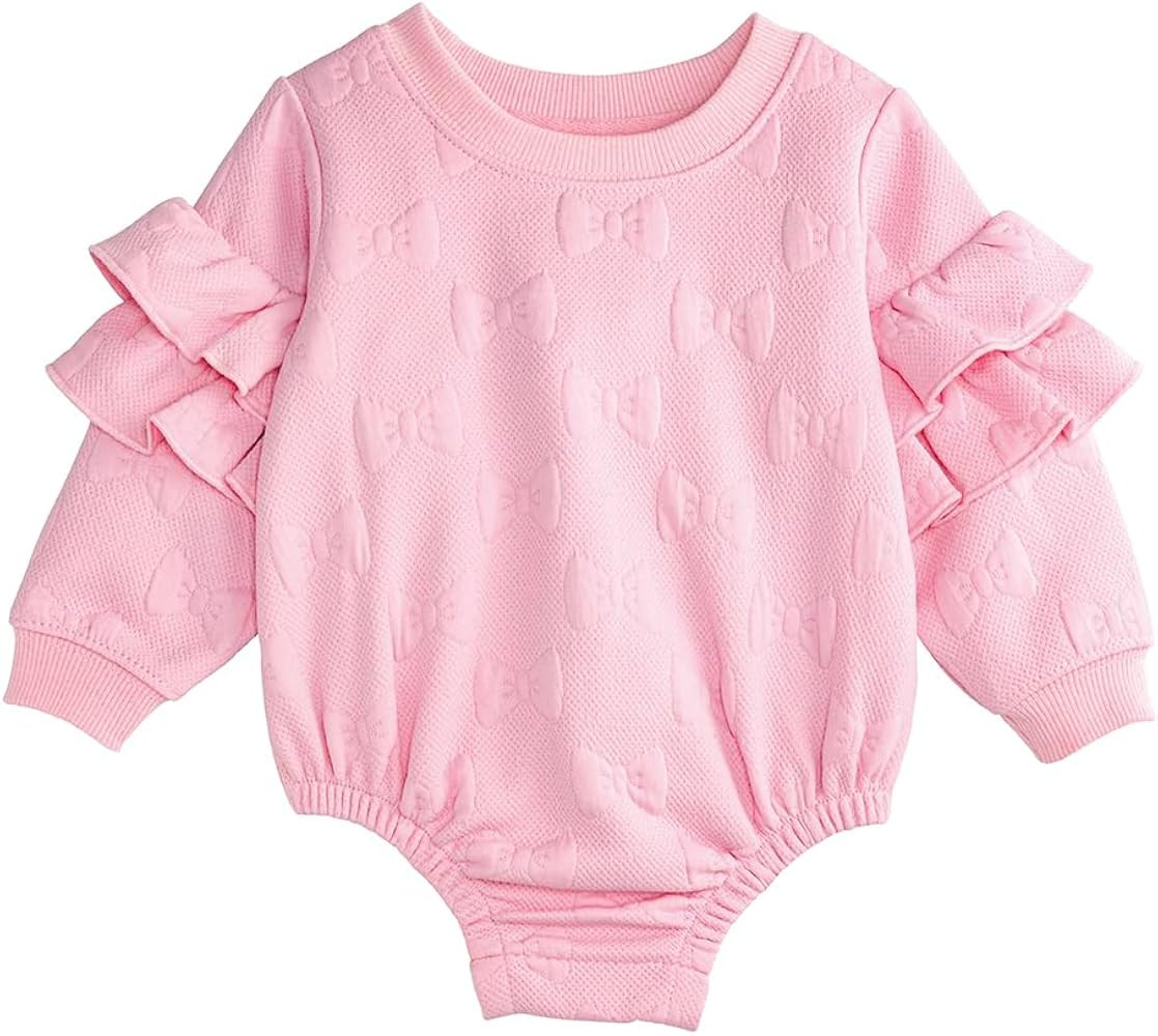 Mud Pie Baby Girls' Mud Pie Baby Quilted Bow Sweatshirt Bubble | Amazon (US)