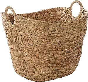 Deco 79 Seagrass Handmade Large Woven Storage Basket with Ring Handles, 20" x 18" x 19", Brown | Amazon (US)