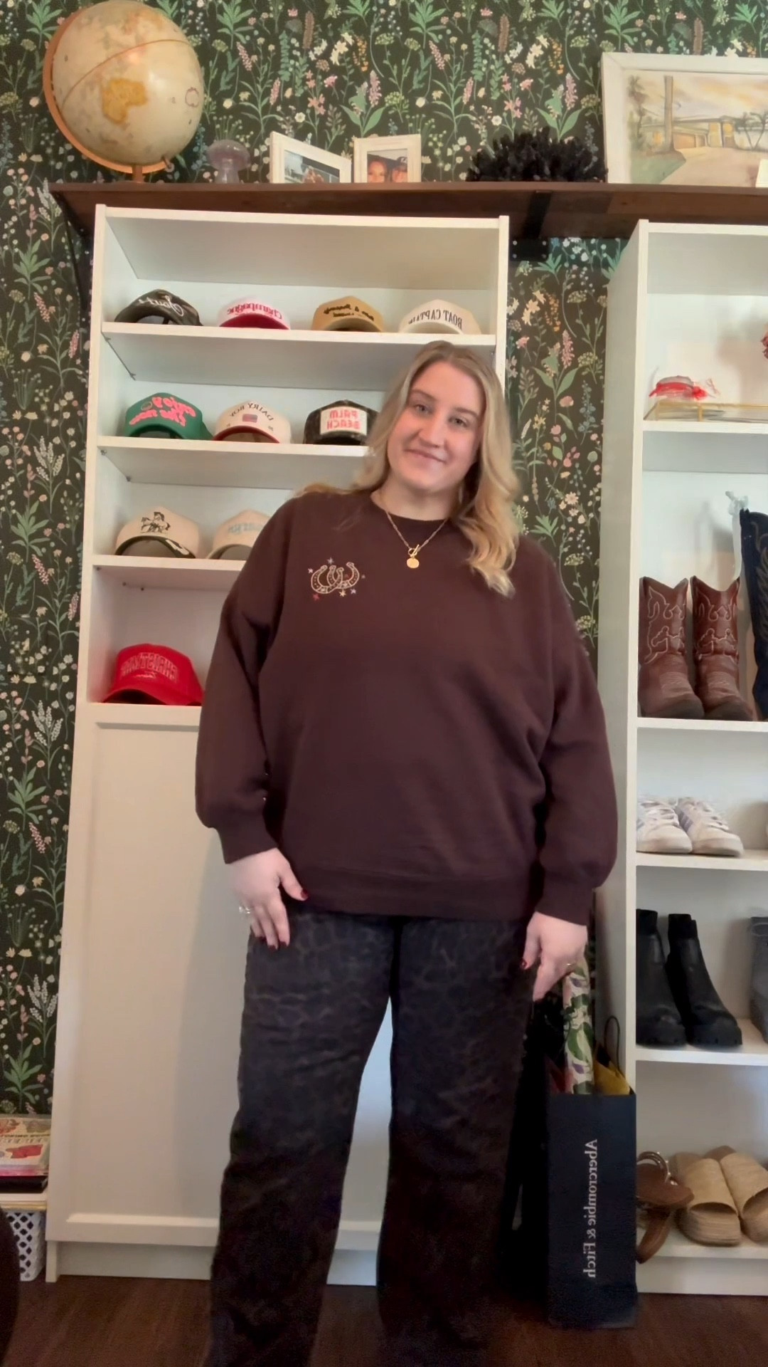 Abercrombie cowboy boot sweater with cheetah pants 🤎 

#fallfashion #whattowear #wfhstyle 

#LTKSeasonal #LTKPlusSize #LTKFindsUnder100