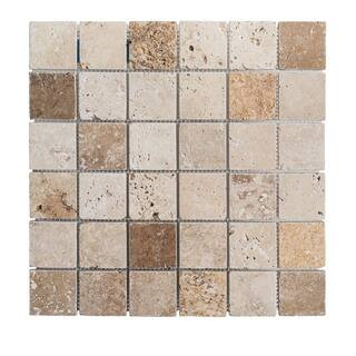 Jeffrey Court Travertine Medley Beige 12 in. x 12 in. Cream/Taupe Honed Travertine Floor and Wall... | The Home Depot