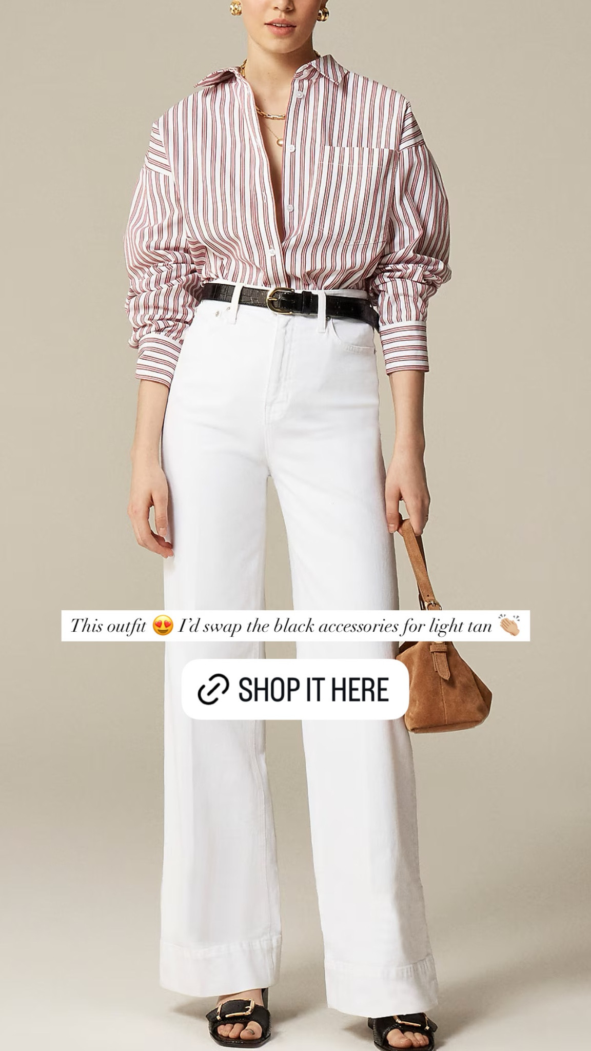 Classic outfit, workwear, wide leg jeans, stripe button down shirt, pre fall outfit. 

#LTKautumn #LTKSeasonal #LTKWorkwear